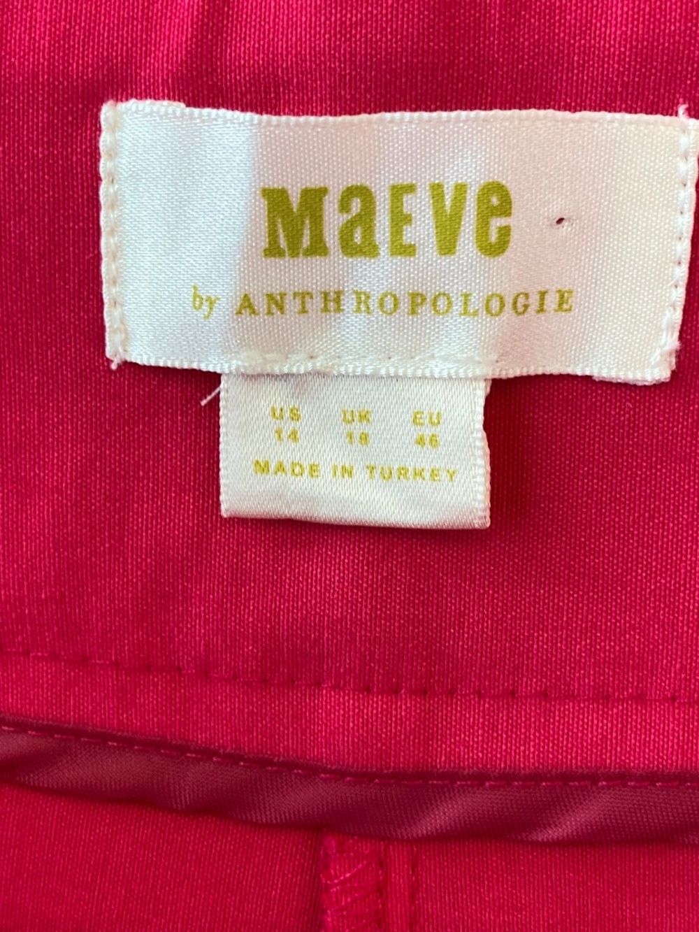 Anthropologie Maeve Wide Leg Pants Womens 14 Stretch Side Zip Hot Pink - Picture 3 of 9